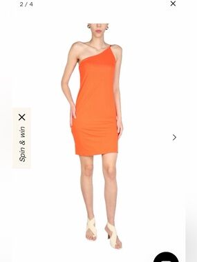 DSQUARED2 One-Shoulder Orange Stretch party Dress nwt size medium never worn